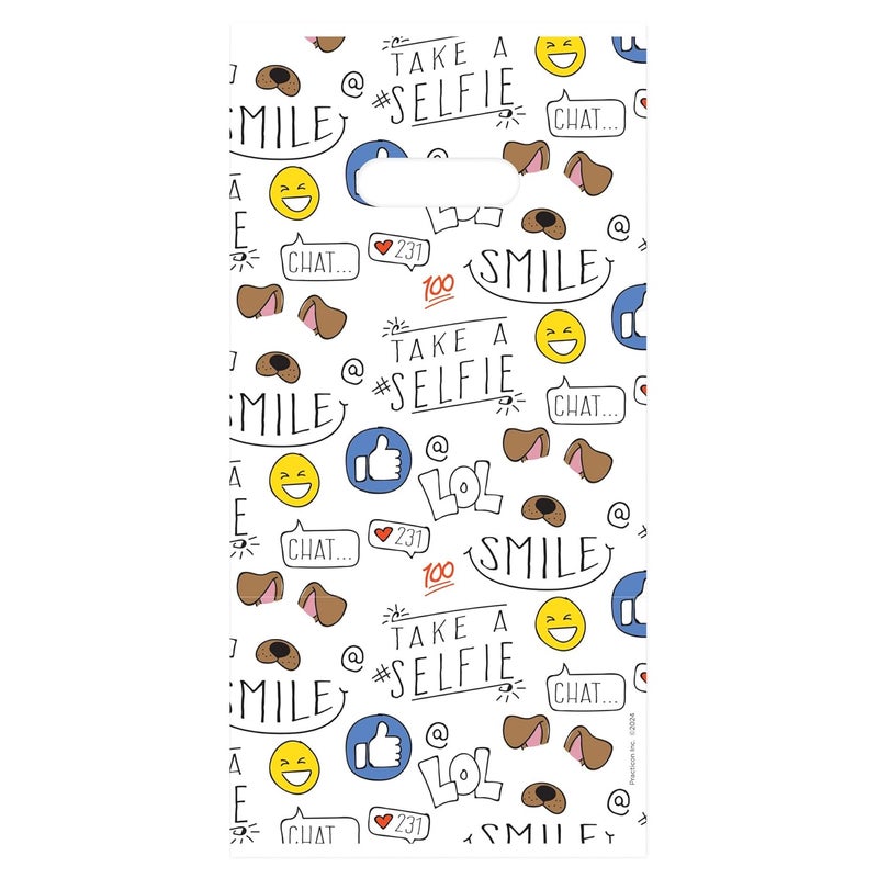 Practicon Let's Get Social 6" x 12" Dental Giveaway Bag, Dental Hygiene Patient Care Goodie Bag, Dentist Office Plastic Gift Bags, 100 Pack - Image 1